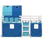 vidaXL Lit superposé avec rideaux bleu 80x200 cm bois pin massif