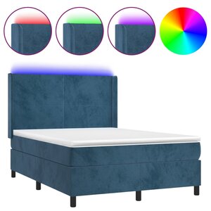 vidaXL Sommier à lattes de lit matelas et LED Bleu foncé 140x200 cm