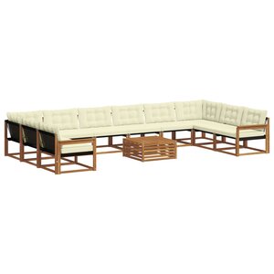 vidaXL Ensemble de canapés d'extérieur 11 Pièces Naturel et Crème