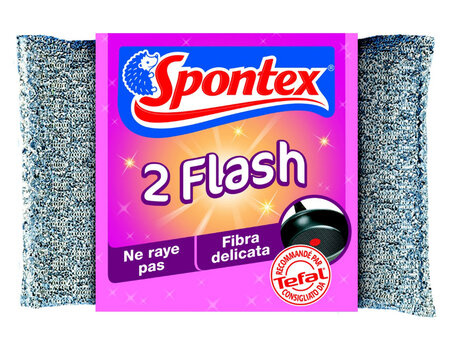 Spontex Tampon 2 Flash Ne Raye Pas Fibre Délicate Par 2 (lot de 2 soit 6 éponges)