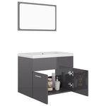vidaXL Ensemble de meubles de salle de bain Gris brillant Aggloméré