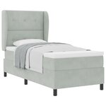 Lit à sommier box avec matelas gris clair 80x200 cm velours