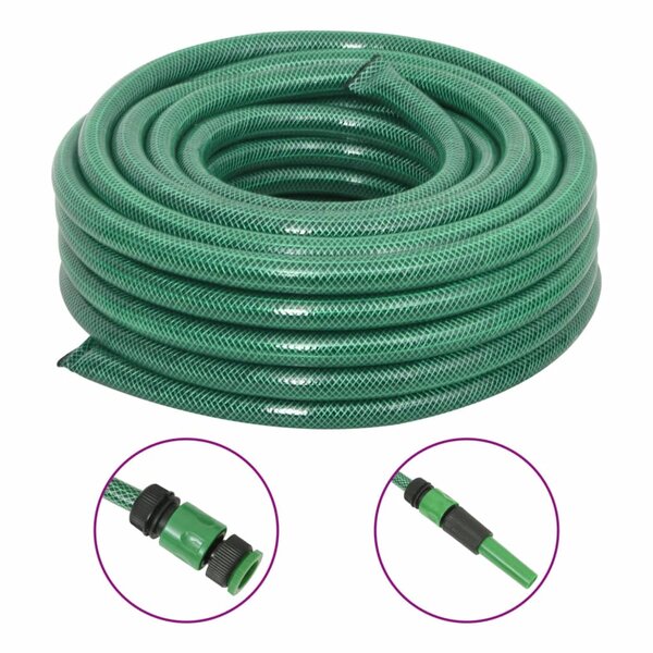 vidaXL Tuyau d'arrosage avec jeu de raccords vert 0 75" 30 m PVC