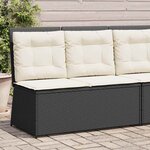 vidaXL Banc de jardin avec coussin Noir Poly rotin