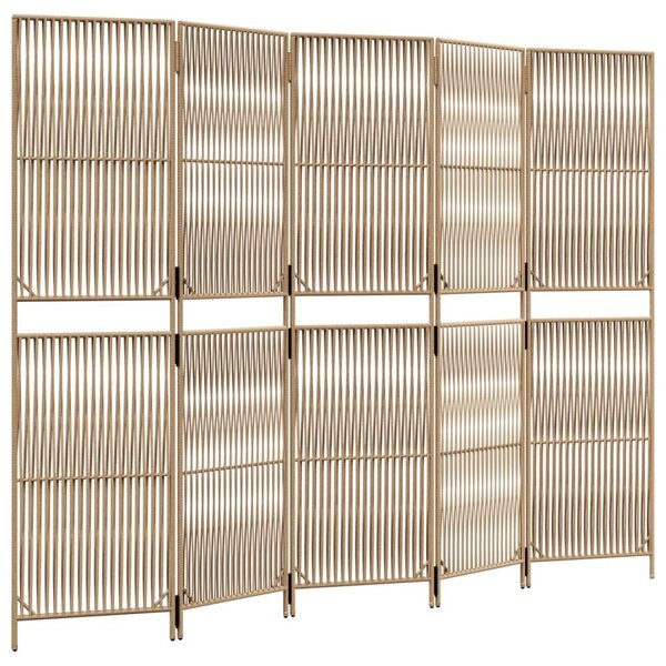 vidaXL Cloison de séparation 5 panneaux beige résine tressée