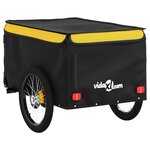vidaXL Remorque de vélo noir et jaune 30 kg fer