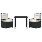 vidaXL Ensemble de salle à manger pour jardin 3 Pièces Noir polyrotin