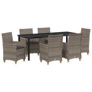 vidaXL Ensemble de salle à manger pour jardin 7 pc Gris polyrotin