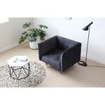 Valentina 1P - Fauteuil gris foncé en velours