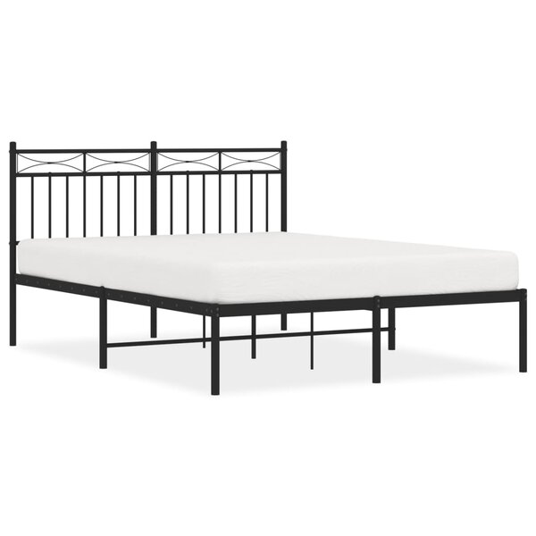 vidaXL Cadre de lit métal sans matelas avec tête de lit noir 140x190cm