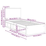 vidaXL Cadre de lit Béton 90 x 200 cm Bois de pin massif