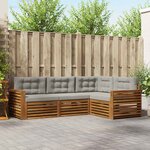 vidaXL Ensemble de canapés d'extérieur 4 Pièces Gris Naturel et Clair