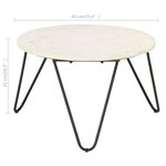 vidaXL Table basse Blanc 65x65x42 cm Pierre véritable texture marbre