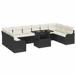 vidaXL Ensemble de canapé de jardin 11 Pièces Noir Poly rotin