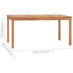 vidaXL Table à dîner de jardin 160x80x77 cm Bois de teck solide
