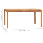 vidaXL Table à dîner de jardin 160x80x77 cm Bois de teck solide