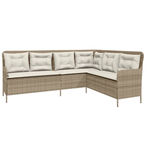 vidaXL Canapé de jardin avec coussins forme de L beige résine tressée