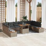 vidaXL Ensemble de canapé de jardin 11 Pièces Gris Poly rotin