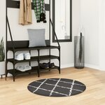 vidaXL Tapis shaggy à poils longs moderne noir et crème Ø 80 cm