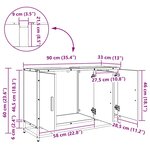 vidaXL Meuble de Lavabo de Salle de Bain Chêne noir 90 x 33 x 60 cm