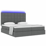 vidaXL Lit de rangement LED avec matelas Gris foncé 180 x 200 cm Tissu