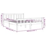 vidaXL Cadre de lit Gris Bois massif 140x190 cm