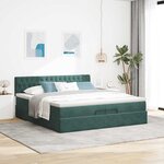 vidaXL Cadre de lit ottoman avec matelas vert foncé 200x200 cm velours