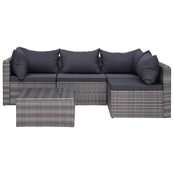 vidaXL Salon de jardin 5 Pièces et coussins et oreillers Résine tressée