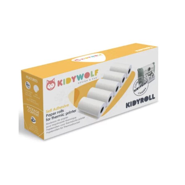 KIDYROLL 1 x 5 rouleaux de papier autocollant pour KIDYPRINT