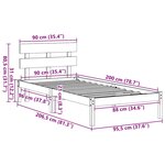 vidaXL Cadre de lit Marron 90 x 200 cm Bois de pin massif