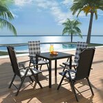 vidaXL Ensemble à manger d'extérieur 5Pièces avec coussins Aluminium Noir