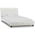 vidaXL Lit avec matelas à mémoire de forme Blanc Similicuir 90x200 cm