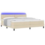 vidaXL Lit à ressorts avec matelas avec LED Crème 200 x 200 cm tissu