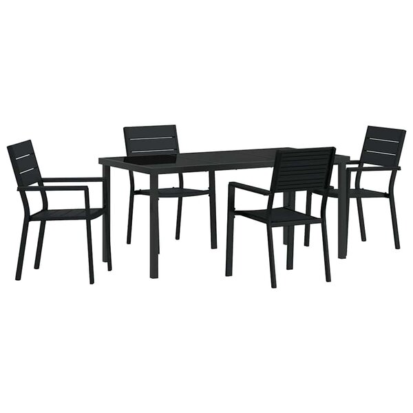vidaXL Ensemble de salle à manger pour jardin 5 Pièces Noir HDPE