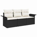 vidaXL Ensemble de canapé de jardin 3 Pièces Noir 196 x 62 x 85cm