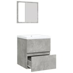 vidaXL Armoire lavabo de salle de bain et bassin et miroir Gris béton