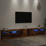 vidaXL Meuble TV avec lumières LED vieux bois bois d'ingénierie