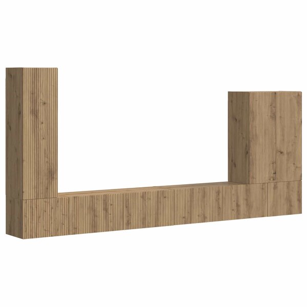 vidaXL Ensemble de meuble TV mural Montage mural 6 Pièces Chêne artisanal