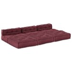 Poufs modulaires vidaXL 4 pièces en tissu bourgogne