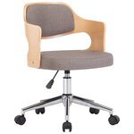 Chaise fauteuil siège pivotante de bureau informatique étude bois courbé et tissu taupe 02_0024178