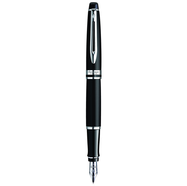 Waterman expert stylo plume  laque noire mate  plume fine  cartouche encre bleue  coffret cadeau