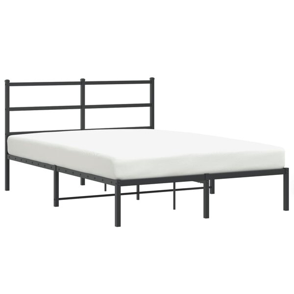 vidaXL Cadre de lit métal sans matelas avec tête de lit noir 135x190cm