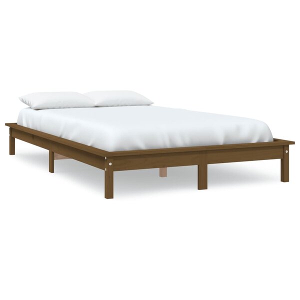 vidaXL Cadre de lit sans matelas marron miel 200x200 cm bois massif