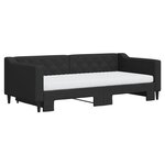 vidaXL Lit de jour avec gigogne et matelas noir 90x190 cm tissu