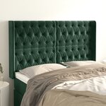 vidaXL Tête de lit avec oreilles Vert foncé 163x16x118/128 cm Velours