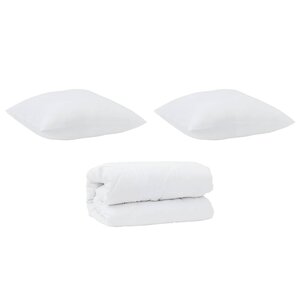 vidaXL Couette avec oreiller 3 Pièces Blanc Microfibre