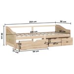 vidaXL Lit de repos 3 places sans matelas Bois de pin massif 90x200 cm