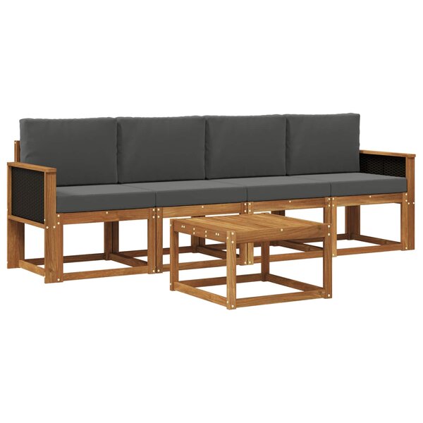 vidaXL Ensemble de canapés d'extérieur 4 pc Naturel et Anthracite
