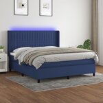vidaXL Sommier à lattes de lit matelas et LED Bleu 180x200 cm Tissu