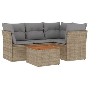 vidaXL Salon de jardin avec coussins 5Pièces mélange beige résine tressée
